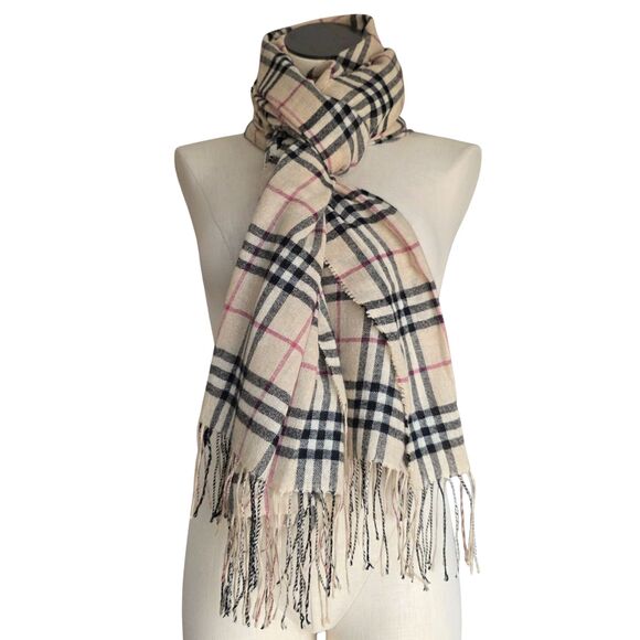 Burberry London 100% Cashmere Scarf Archive Beige Heritage Check Made in England - Picture 4 of 9